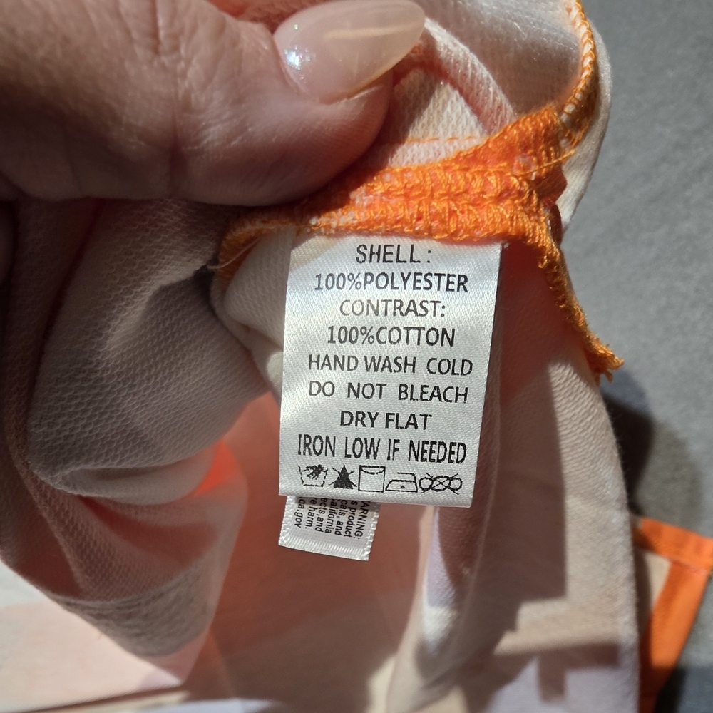 Fantastic Fawn NWOT New In Poly Orange White Patch Striped Football Shirt PTP33 - Picture 4 of 6